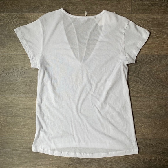LNA Deep V Strappy Tee T-Shirt Short Sleeve Semi Sheer Relaxed fit White Small - Picture 7 of 7